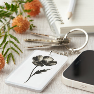 Minimalistischer Mohn – Monochrome botanische Tint Schlüsselanhänger