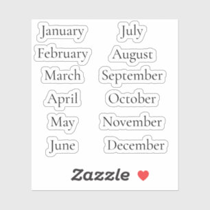 Minimalistischer Monats-Sticker Januar–Dezember Sc Aufkleber