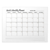 Minimalistischer Monatskalender Notizblock (Vorderseite)