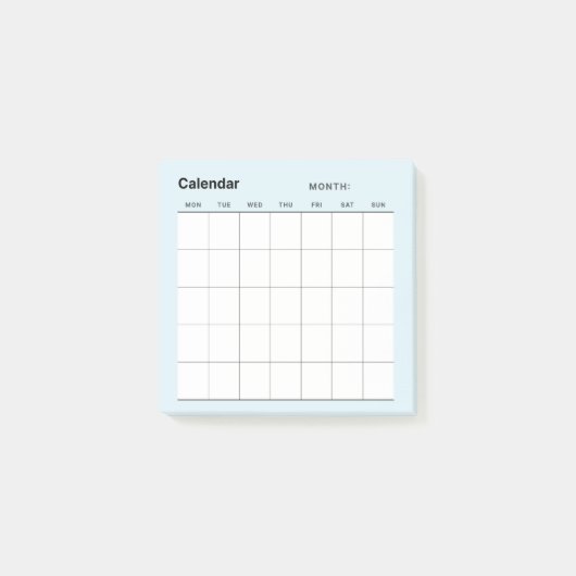 Minimalistischer Monatskalender Post-it Klebezettel (Vorderseite)