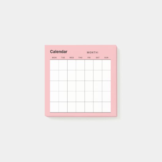 Minimalistischer Monatskalender Post-it Klebezettel (Vorderseite)