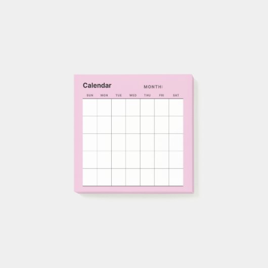 Minimalistischer Monatskalender Post-it Klebezettel (Vorderseite)