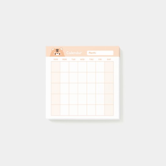 Minimalistischer Monatskalender Post-it Klebezettel (Vorderseite)