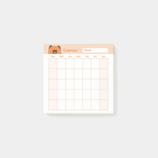 Minimalistischer Monatskalender Post-it Klebezettel (Vorderseite)