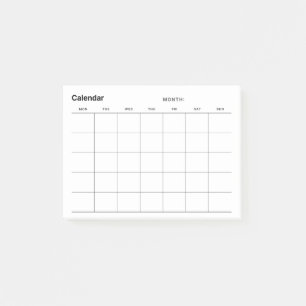 Minimalistischer Monatskalender Post-it Klebezettel
