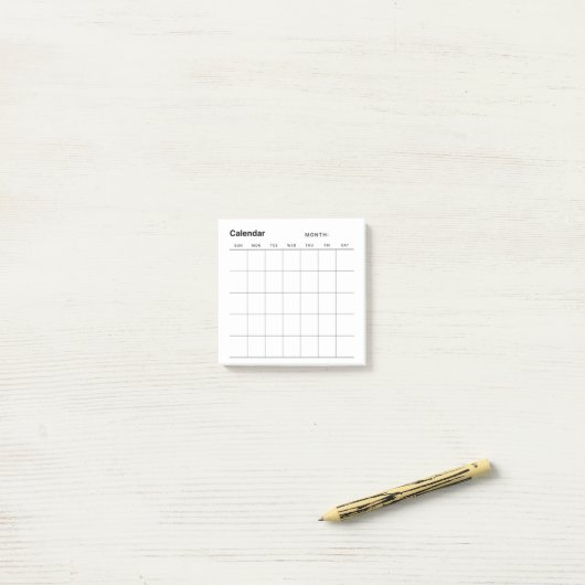 Minimalistischer Monatskalender Post-it Klebezettel (Auf Schreibtisch)