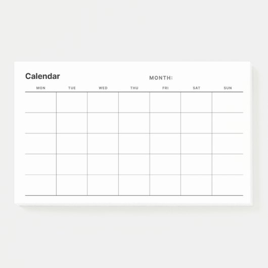 Minimalistischer Monatskalender Post-it Klebezettel (Vorderseite)
