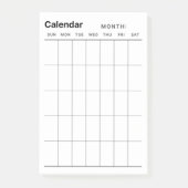 Minimalistischer Monatskalender Post-it Klebezettel (Vorderseite)