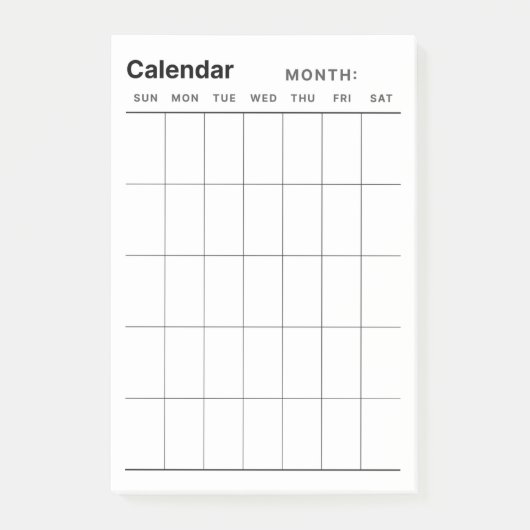 Minimalistischer Monatskalender Post-it Klebezettel (Vorderseite)