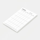 Minimalistischer Monatskalender Post-it Klebezettel (angewinkelt)