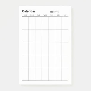 Minimalistischer Monatskalender Post-it Klebezettel