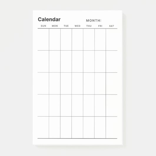 Minimalistischer Monatskalender Post-it Klebezettel (Vorderseite)