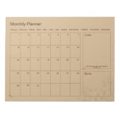 Minimalistischer Monatsplaner individuell anpassba Notizblock (Vorderseite)