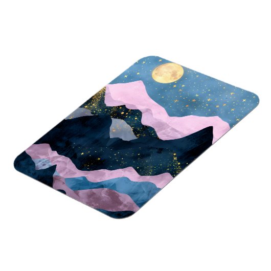 Minimalistischer Mond Sternenhimmel Bergtal Magnet (Linke Seite)