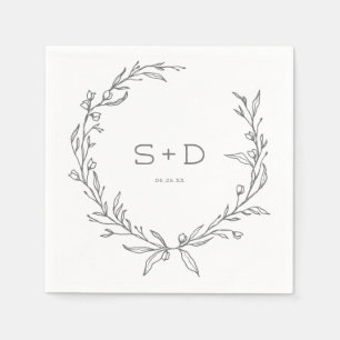 Minimalistischer Mongram formaler Hochzeitcocktail Serviette