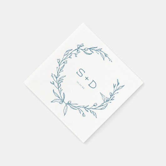 Minimalistischer Mongram formaler Hochzeitcocktail Serviette (Ecke)