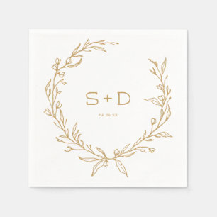Minimalistischer Mongram-offizieller Hochzeitcockt Serviette