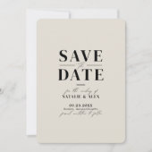 Minimalistischer Monogram Beige Taupe Website QR-C Save The Date (Vorderseite)