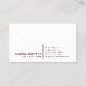 Minimalistischer Monogram Gold Frame Red Maroon Visitenkarte (Rückseite)