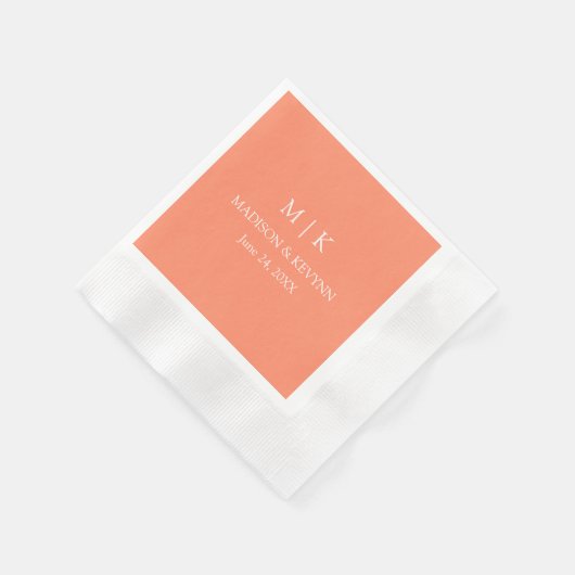 Minimalistischer Monogram-Hochzeitcocktail Serviette (Ecke)