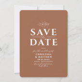 Minimalistischer Monogram Terracotta QR Code Save The Date (Vorderseite)