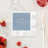 Minimalistischer Monogram Wedy Dusty Blue Cocktail Serviette (Beispiel)
