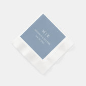 Minimalistischer Monogram Wedy Dusty Blue Cocktail Serviette (Ecke)