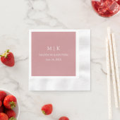 Minimalistischer Monogram Wedy Dusty Rose Cocktail Serviette (Beispiel)