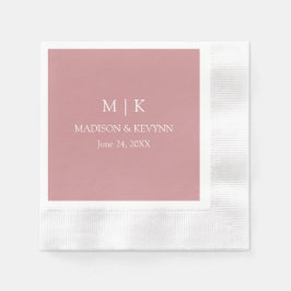 Minimalistischer Monogram Wedy Dusty Rose Cocktail Serviette