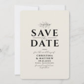 Minimalistischer Monogramm Beige-Black-QR-Code Save The Date (Vorderseite)