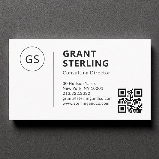 Minimalistischer Monogramm Beruflicher QR-Code Visitenkarte