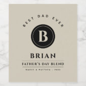 Minimalistischer Monogramm bester Vater je Weinetikett (Einzelnes Label)