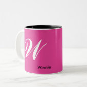 Minimalistischer Monogramm-Individuelle Name in Pi Zweifarbige Tasse (Vorderseite Links)