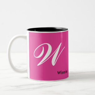 Minimalistischer Monogramm-Individuelle Name in Pi Zweifarbige Tasse