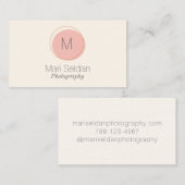 Minimalistischer Monogramm-Kreis in Rosa und Creme Visitenkarte (Vorne/Hinten)