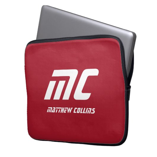 Minimalistischer Monogramm Laptopschutzhülle (Vorderseite Links)