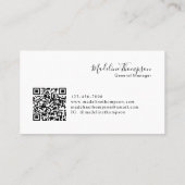 Minimalistischer Monogramm-Name Skript QR-Code Visitenkarte (Rückseite)