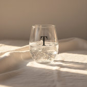 Minimalistischer Monogramm-Name Weinglas Ohne Stiel