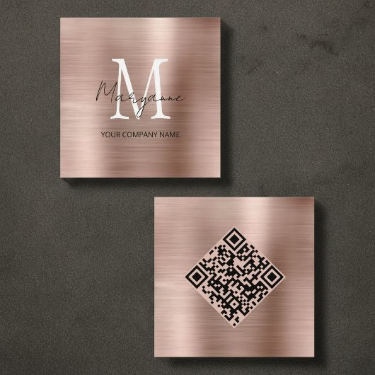 Minimalistischer Monogramm-QR-Code Quadratische Visitenkarte