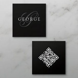 Minimalistischer Monogramm-QR-Code Quadratische Visitenkarte