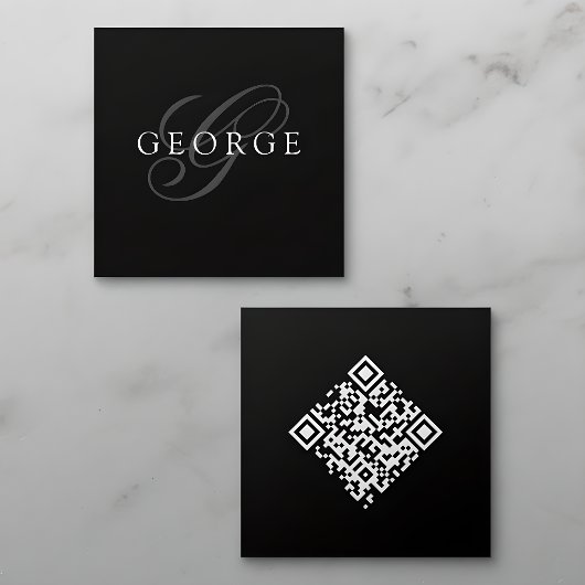 Minimalistischer Monogramm-QR-Code Quadratische Visitenkarte