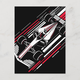 Minimalistischer Motorsport-Formel-Rennwagen-Gesch Ankündigungspostkarte
