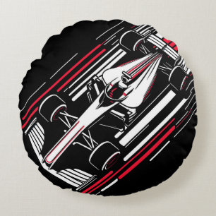 Minimalistischer Motorsport-Formel-Rennwagen-Gesch Rundes Kissen