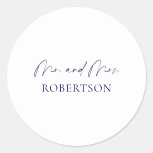 Minimalistischer Mr. & Mrs. Sticker - Weißer Hinte