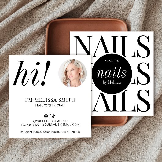 Minimalistischer Nagelkünstlerischer Salon Manicur Quadratische Visitenkarte