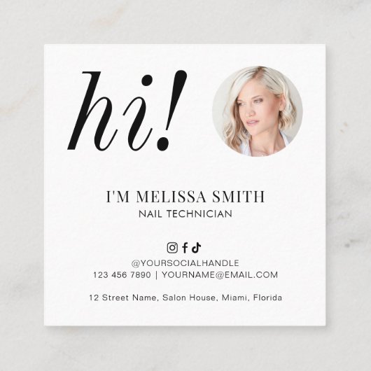 Minimalistischer Nagelkünstlerischer Salon Manicur Quadratische Visitenkarte (Rückseite)