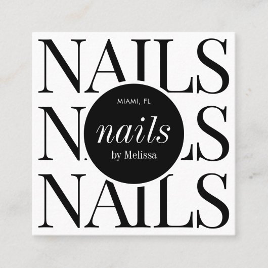 Minimalistischer Nagelkünstlerischer Salon Manicur Quadratische Visitenkarte (Vorderseite)