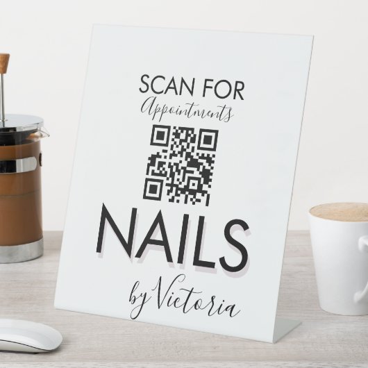 Minimalistischer Nagelstudio Ernennungen QR-Code Sockelschild (In Situ)