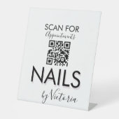 Minimalistischer Nagelstudio Ernennungen QR-Code Sockelschild (Vorderseite)