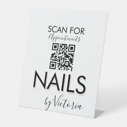 Minimalistischer Nagelstudio Ernennungen QR-Code Sockelschild (Vorderseite)